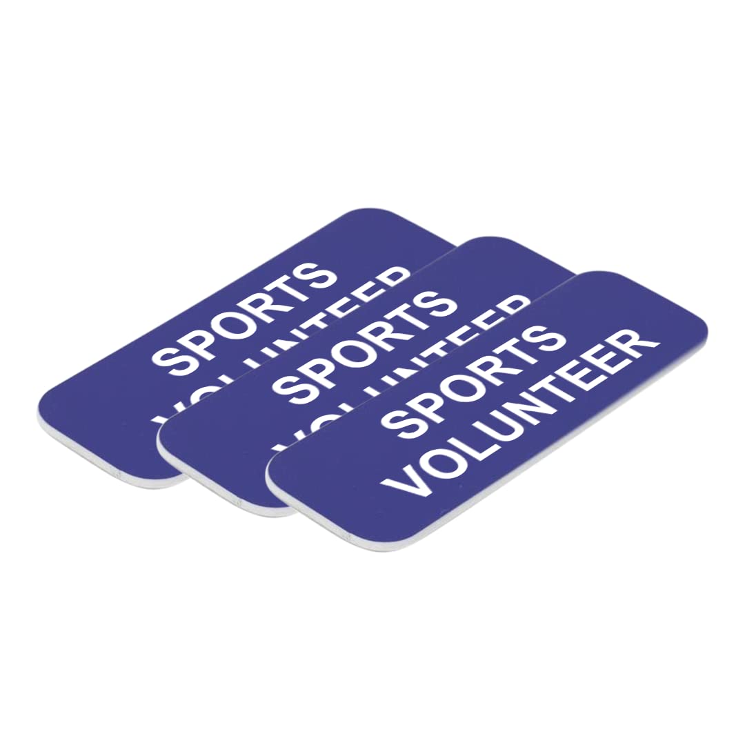 Sports volunteer 1 x 3" Name Tag/Badge, (3 Pack)