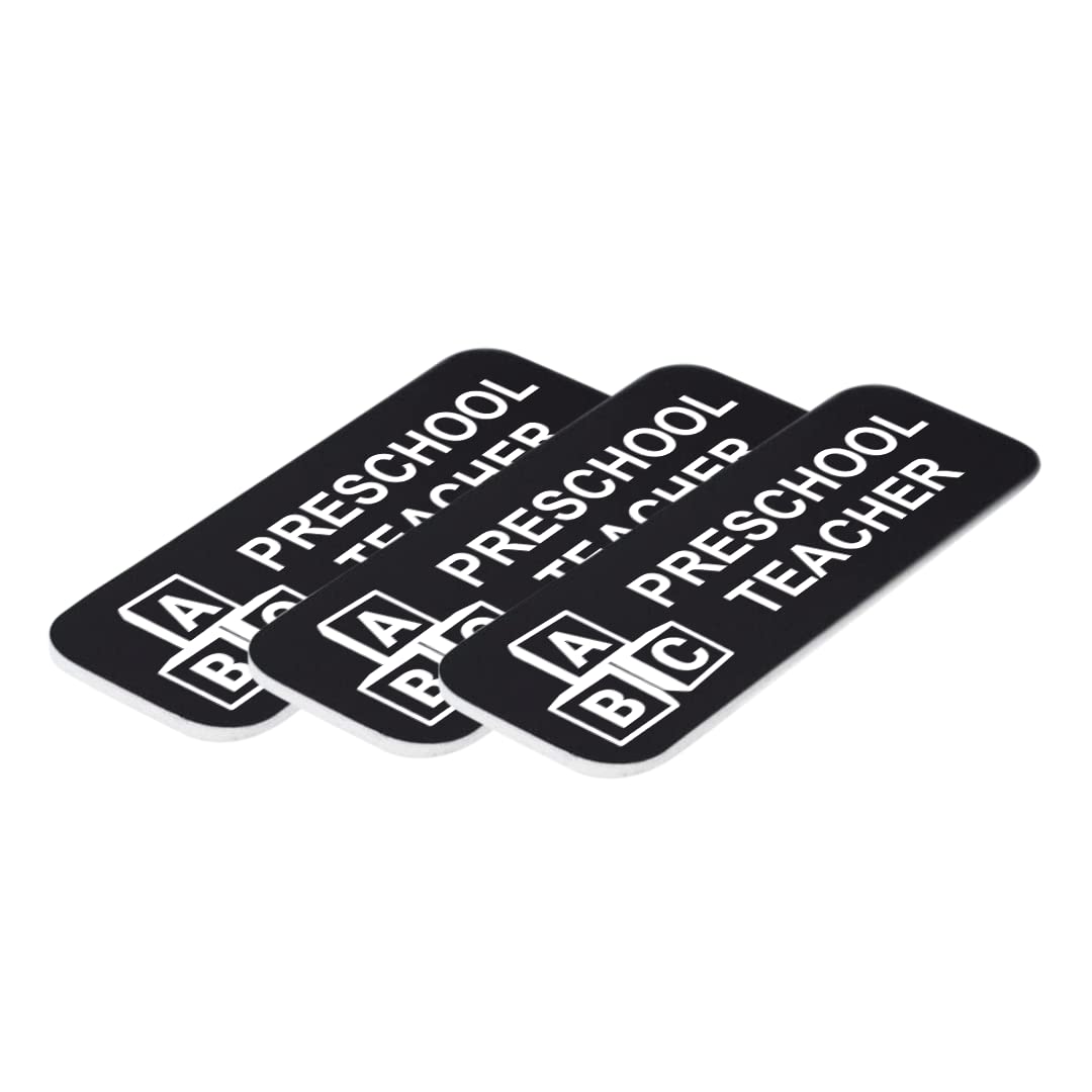 Preschool Teacher 1 x 3" Name Tag/Badge, (3 Pack)