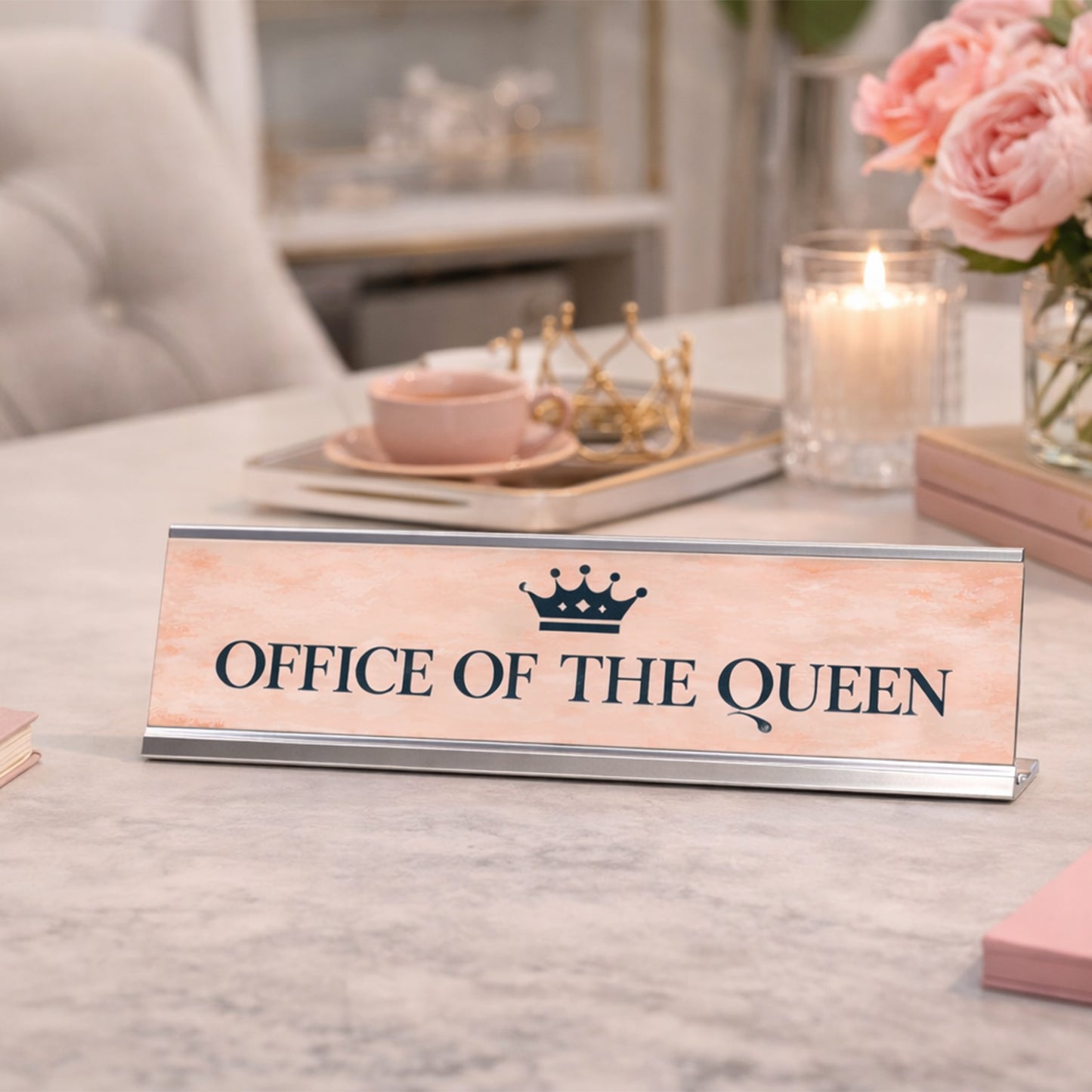 Office of the Queen, Classy Design, Novelty Nameplate Desk Sign (2 x 8")