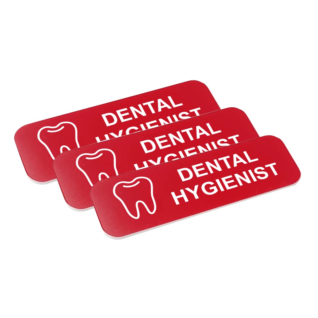 Dental Hygienist 1 x 3" Name Tag/Badge, (3 Pack)