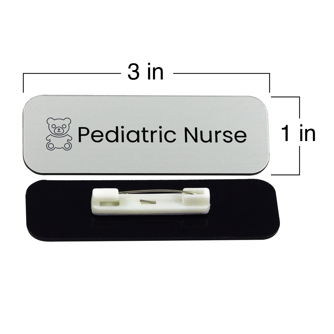 Pediatric Nurse 1 x 3" Rounded Corner Name Badge | Medical Specialism Badges