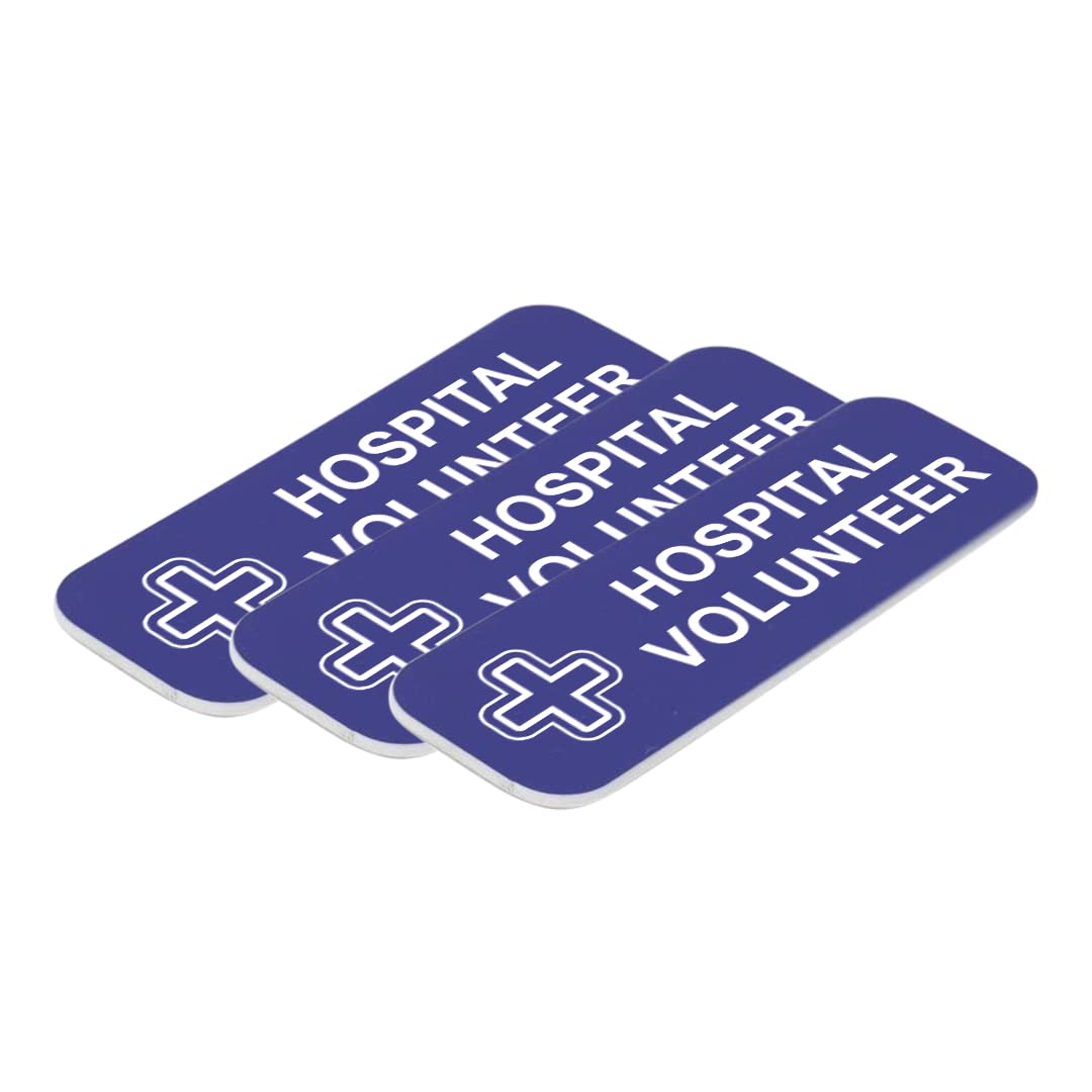 Hospital Volunteer 1 x 3" Name Tag/Badge, (3 Pack)