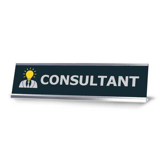 Consultant Bulb, Silver Frame,Desk Sign - Office Desk Sign