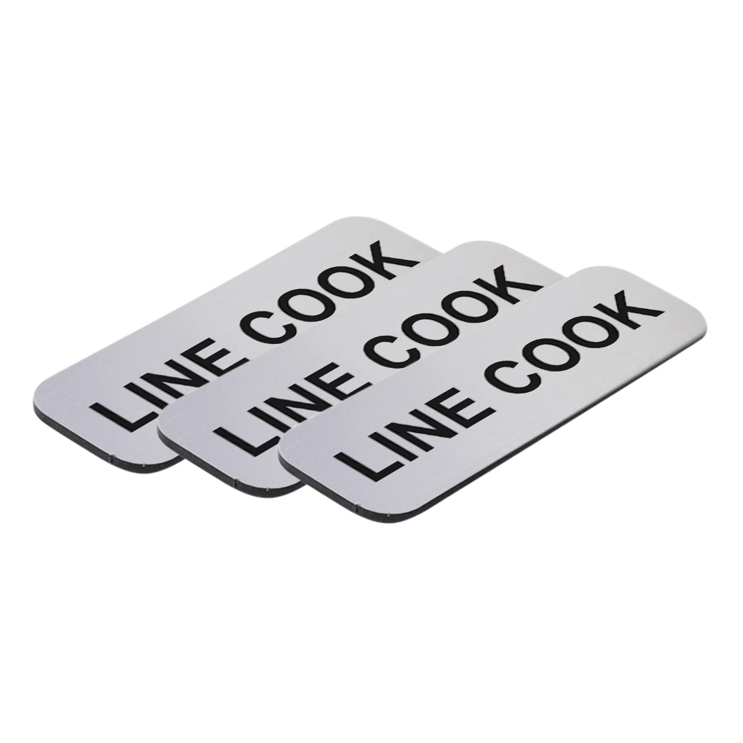 Line Cook 1 x 3" Name Tag/Badge, (3 Pack)