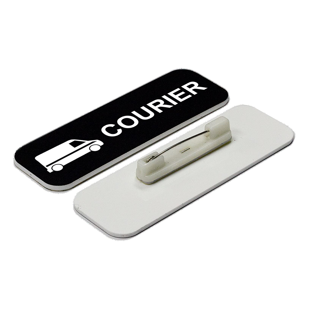 Courier (Van Design) 1 x 3" Name Tag/Badge, (3 Pack)