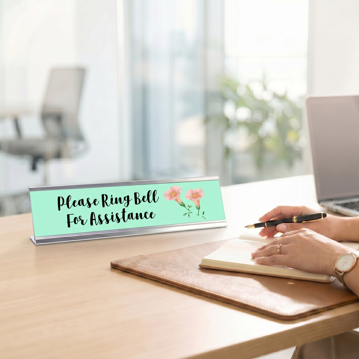 Please Ring Bell For Assistance, Floral Designer Desk Sign 2 x 8