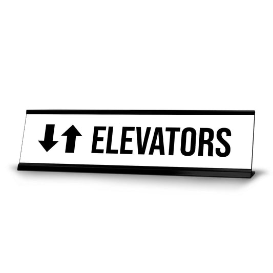 Elevator Arrows Black Frame, Desk Sign - Office Desk Sign