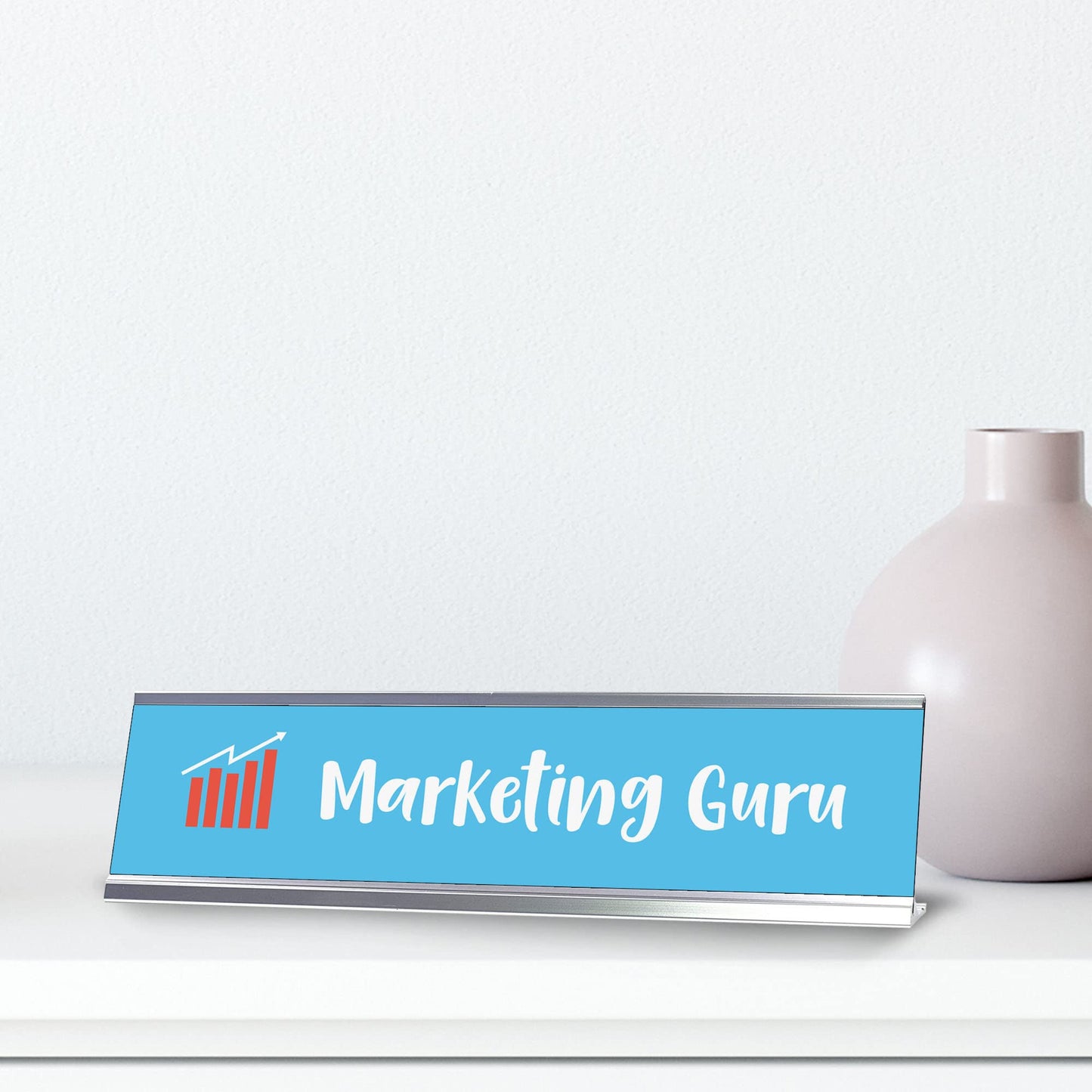 Marketing Guru, Silver Frame, Desk Sign (2 x 8")