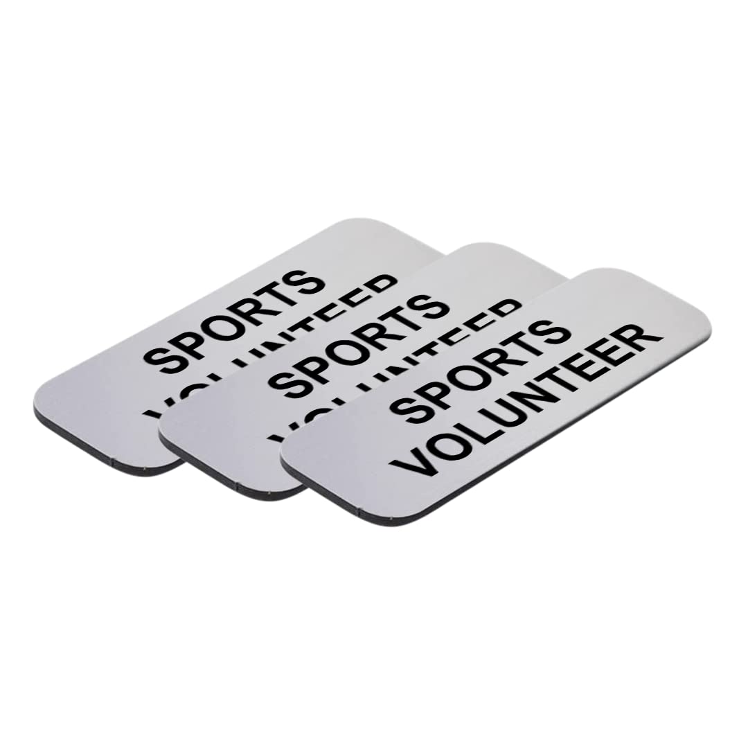 Sports volunteer 1 x 3" Name Tag/Badge, (3 Pack)