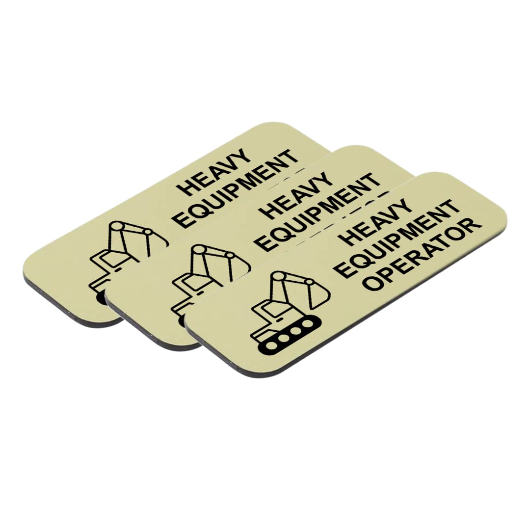 Heavy Equipment Operator 1" x 3" Name Tag/Badge, (3 Pack)
