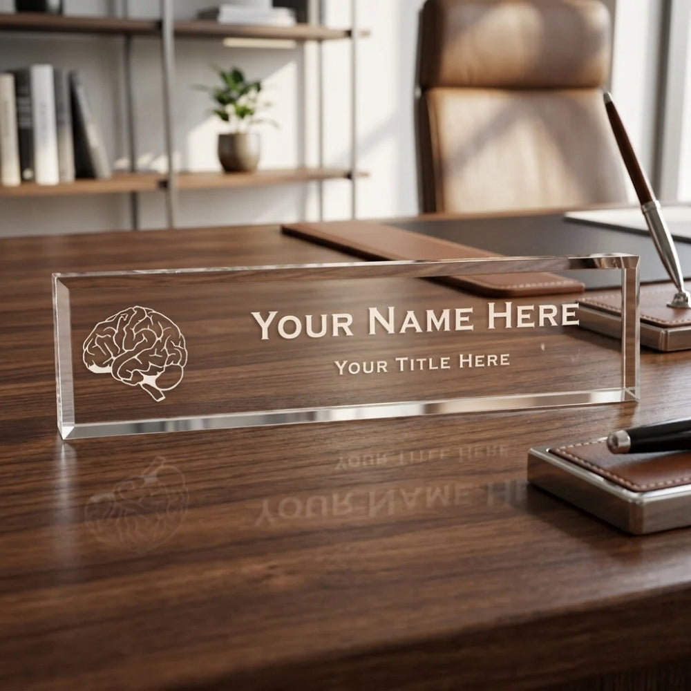Intelligent Brain Themed, Personalized Acrylic Desk Sign (2 x 10")