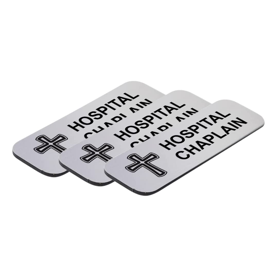 Hospital Chaplain 1 x 3" Name Tag/Badge, (3 Pack)
