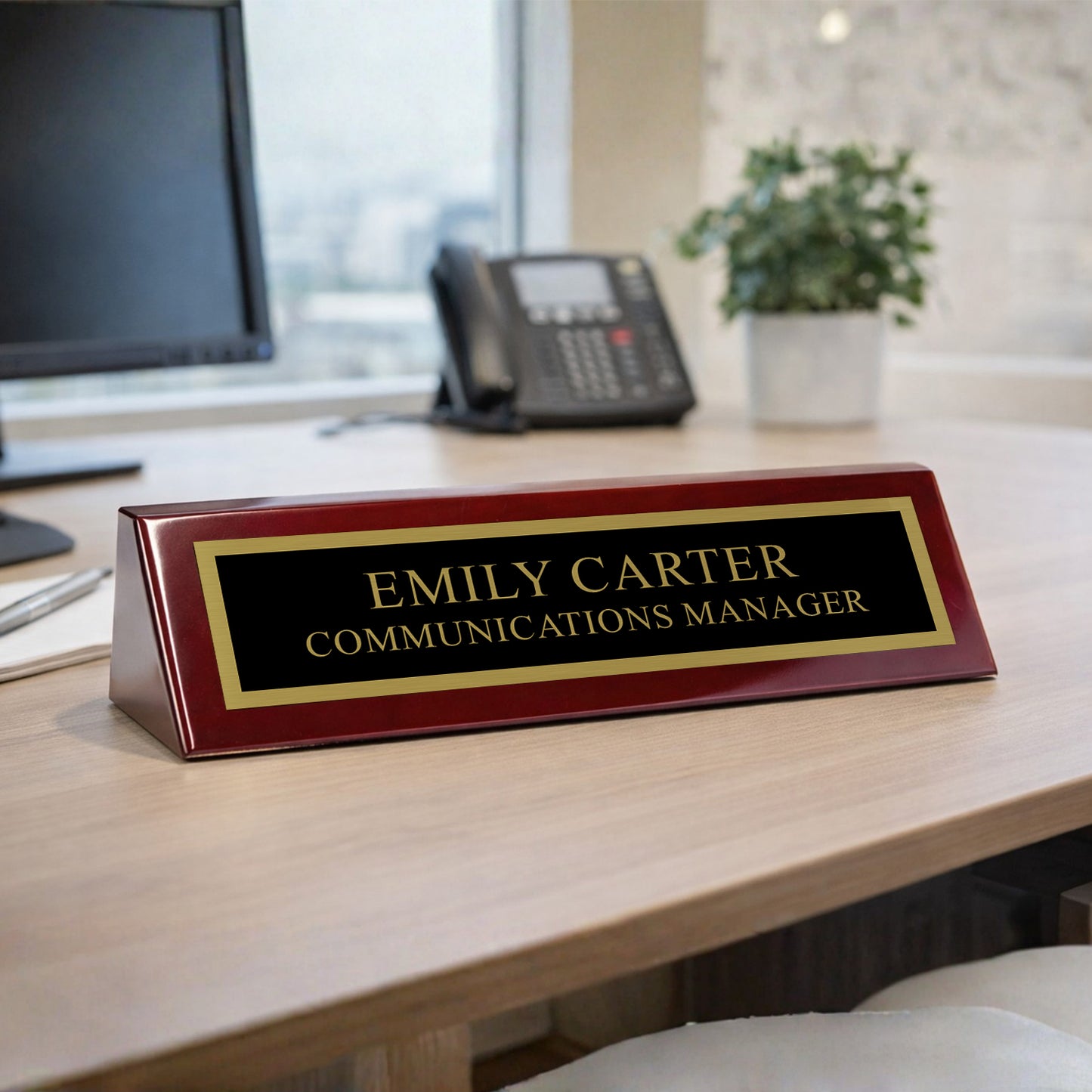 Piano Finished Rosewood Desk Name Plate