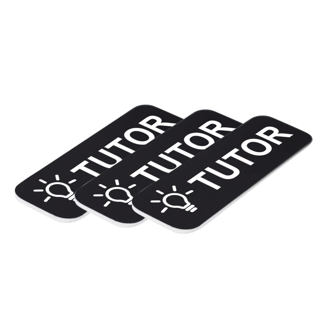 Tutor 1 x 3" Name Tag/Badge, (3 Pack)