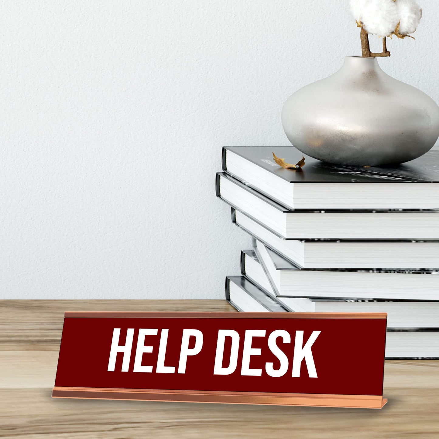Help Desk, Redwine Gold Frame, Desk Sign (2x8")