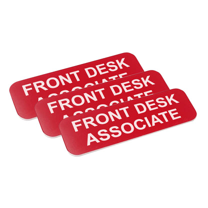 Front Desk Associate 1 x 3" Name Tag/Badge, (3 Pack)