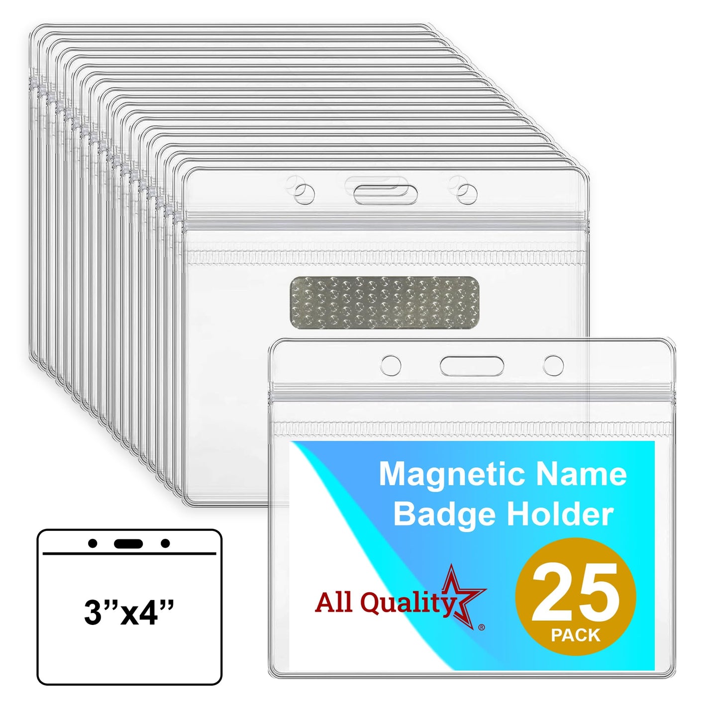 ID Badge with Magnet Backing - 25, 50, 100 Pack | Professional Name Badge Holders with Clear Images & Secure Magnetic Fastening
