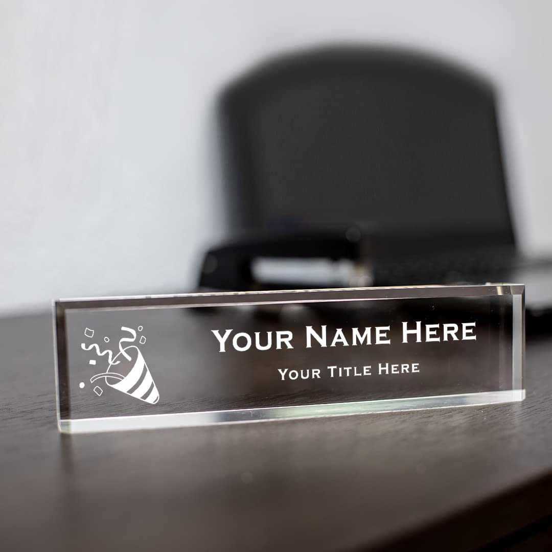 Celebration Themed, Personalized Acrylic Desk Sign (2 x 10")
