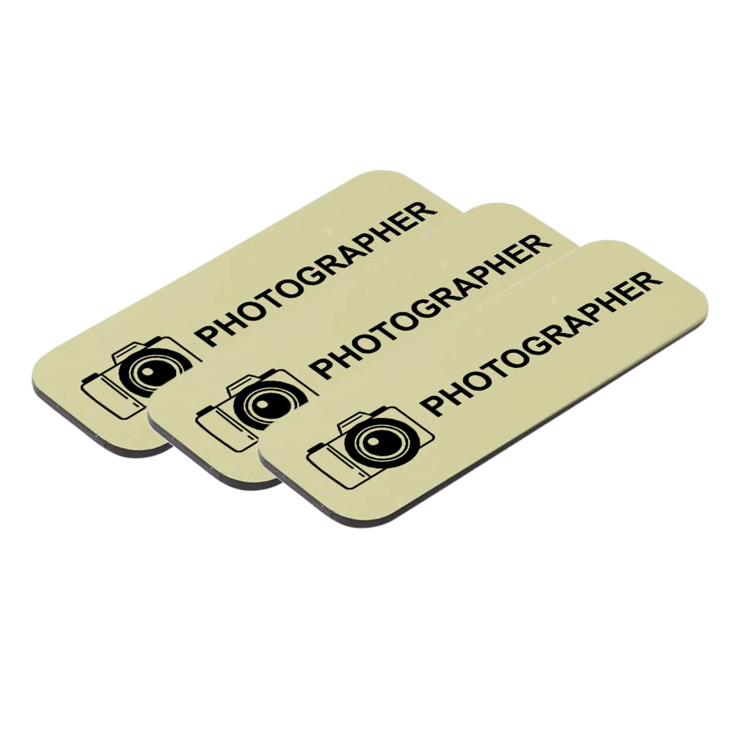 Photographer 1" x 3" Name Tag/Badge, (3 Pack)