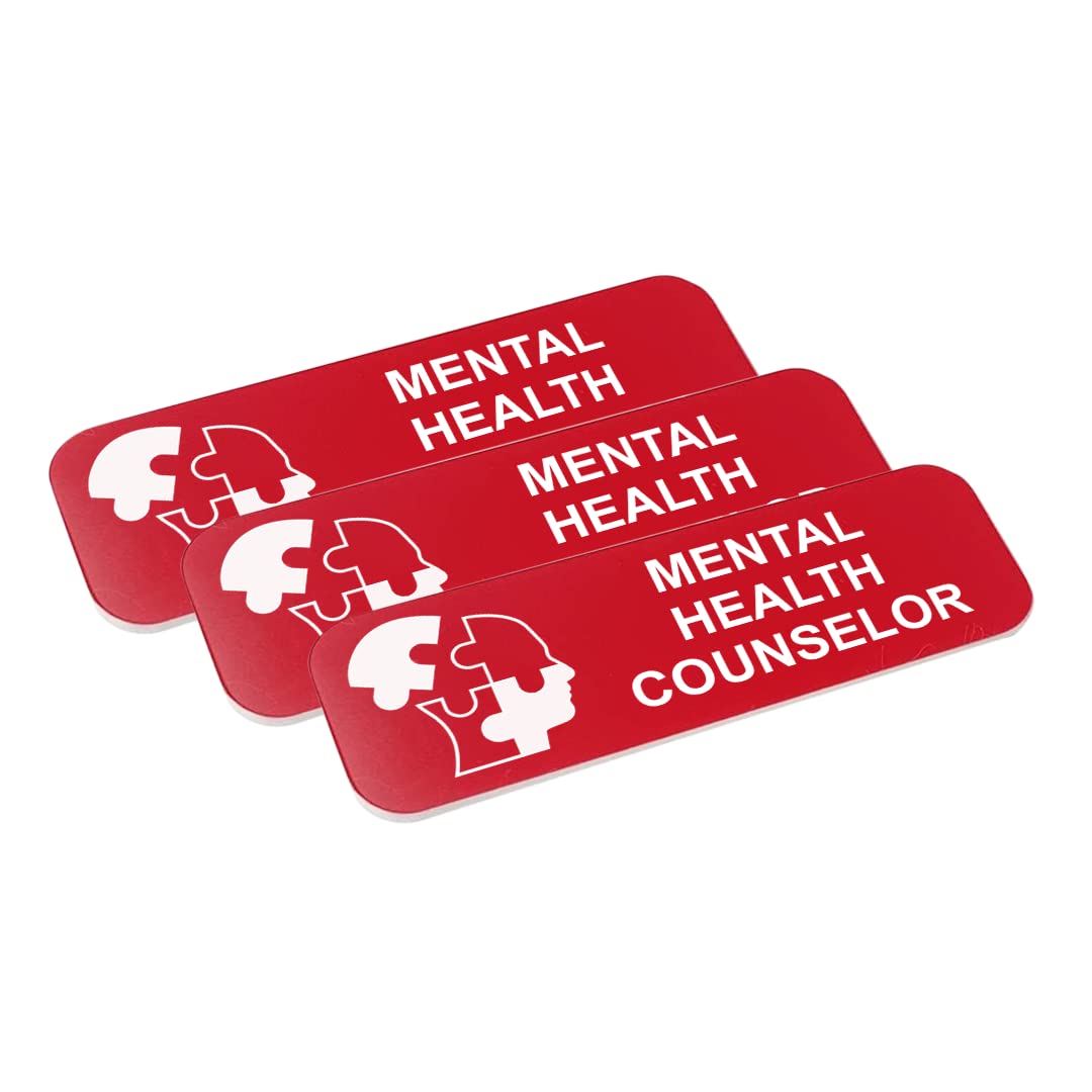 Mental Health Counselor 1" x 3" Name Tag/Badge, (3 Pack)