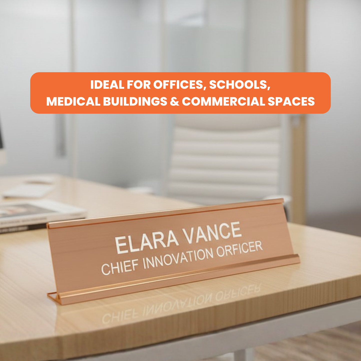 Office Desk Name Plate Holder - 2" x 8" / 2" x 10"