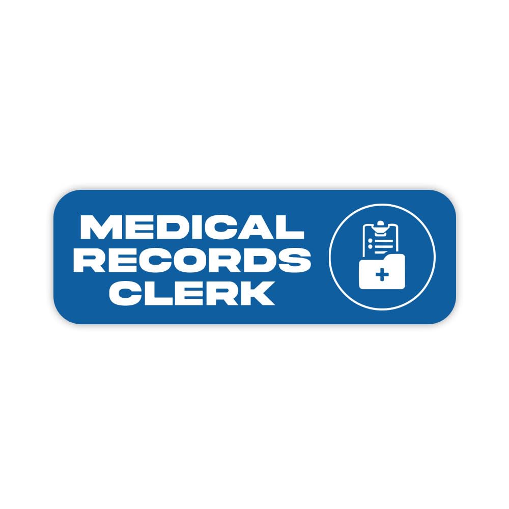 Medical Records Clerk 1 x 3" Rounded Corner Name Badge | Medical Facilities