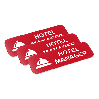 Hotel Manager (Bell) 1 x 3" Name Tag/Badge, (3 Pack)