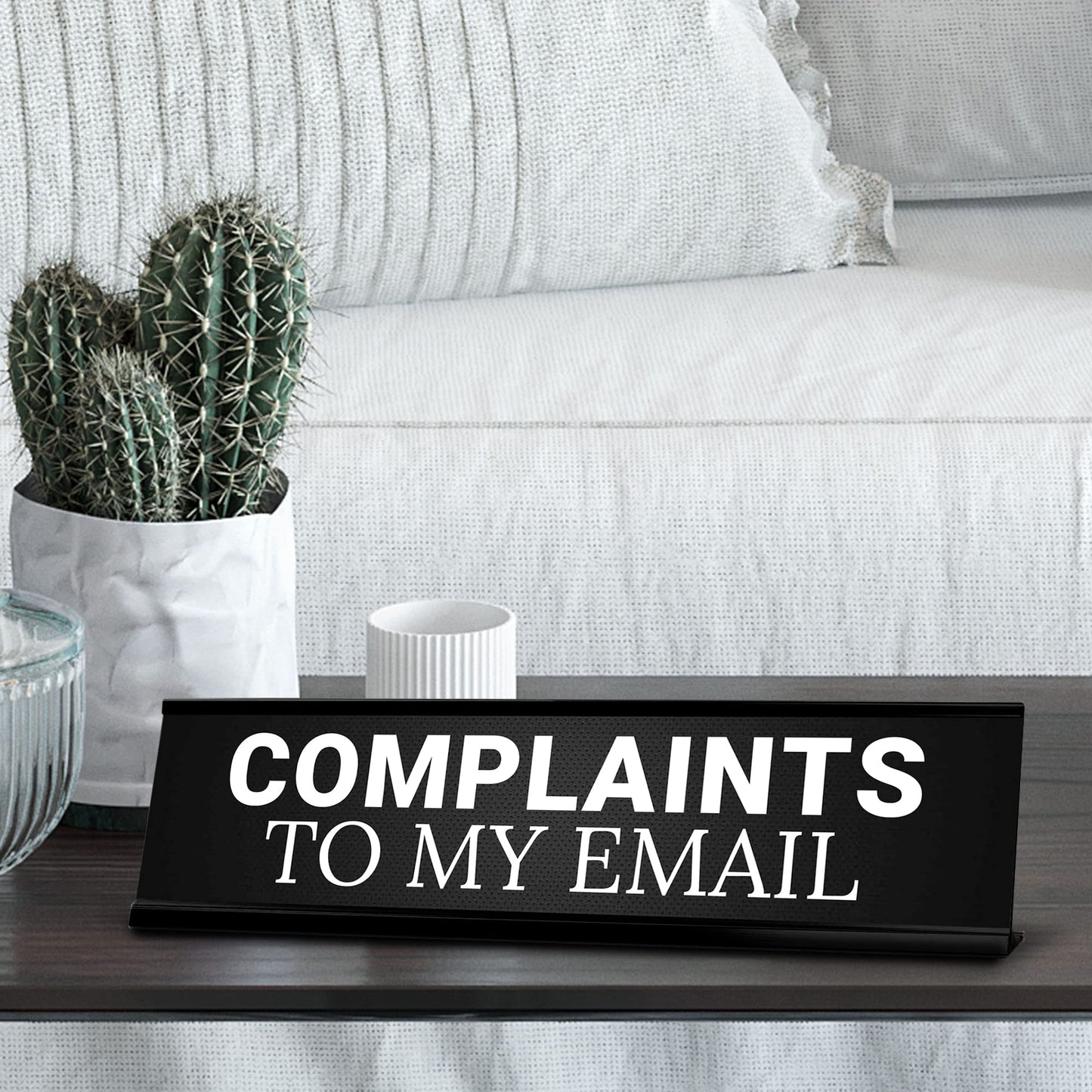 Signs ByLITA Complaints to My Email Office Decoration Gift Black Frame Desk Sign (2x8")