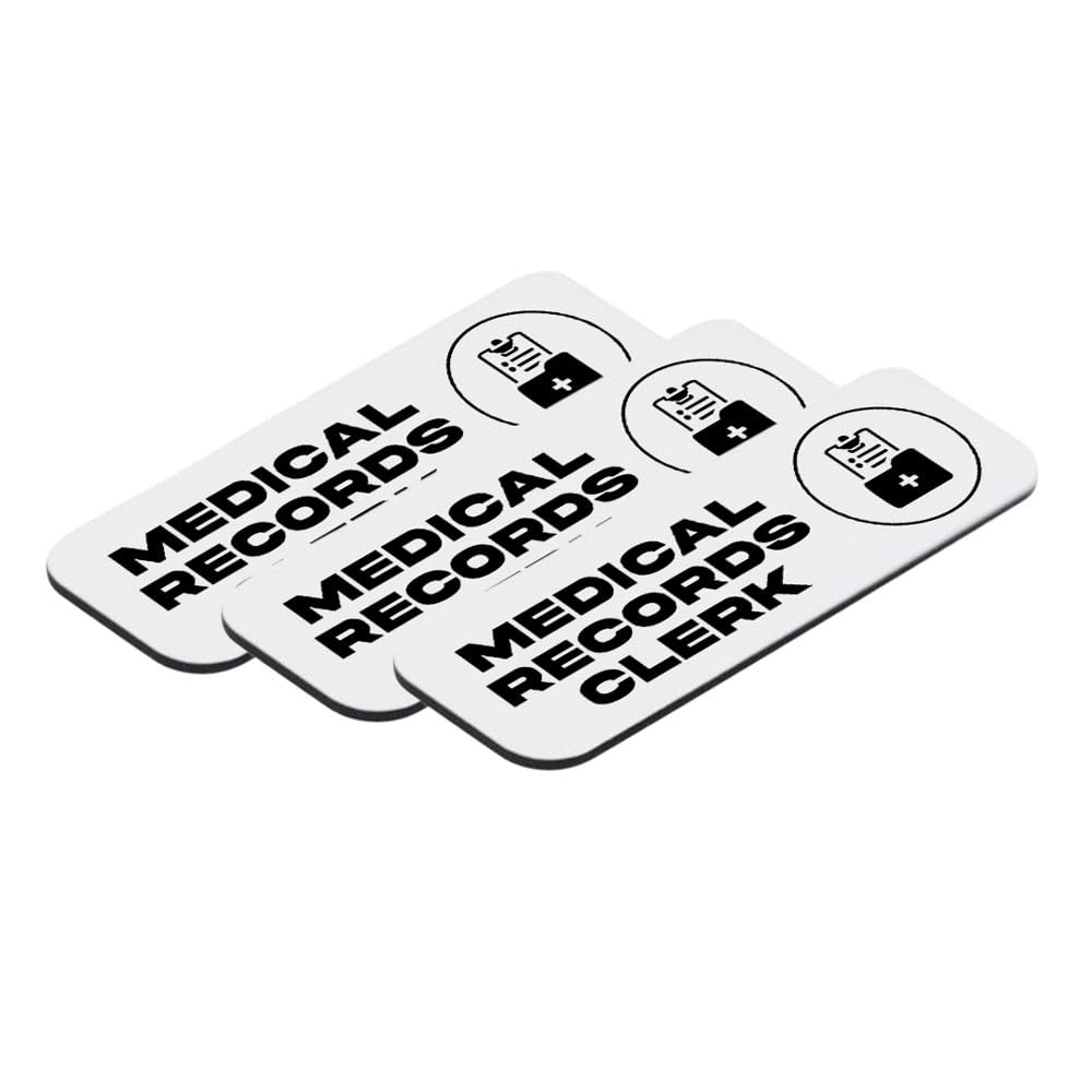 Medical Records Clerk 1 x 3" Rounded Corner Name Badge | Medical Facilities