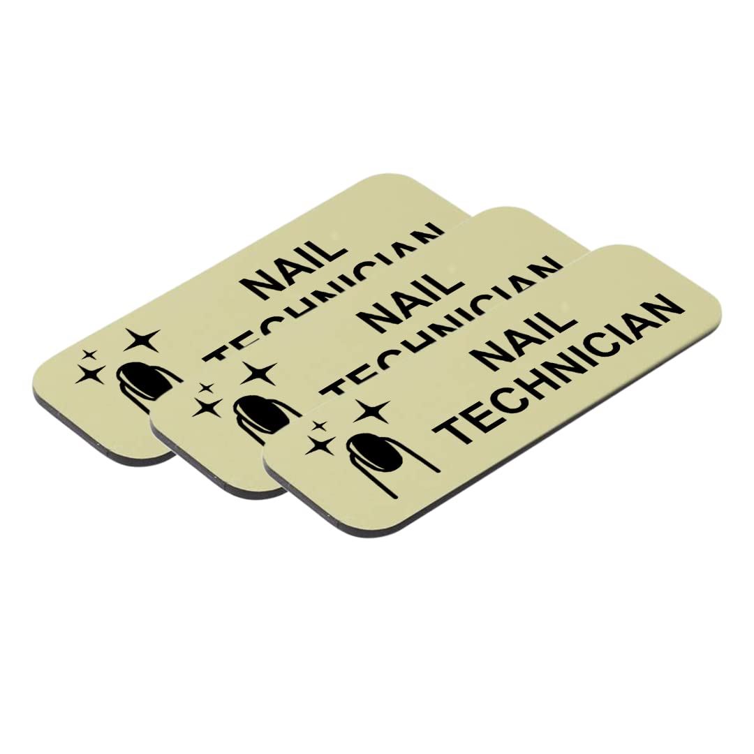 Nail Technician 1 x 3" Name Tag/Badge, (3 Pack)