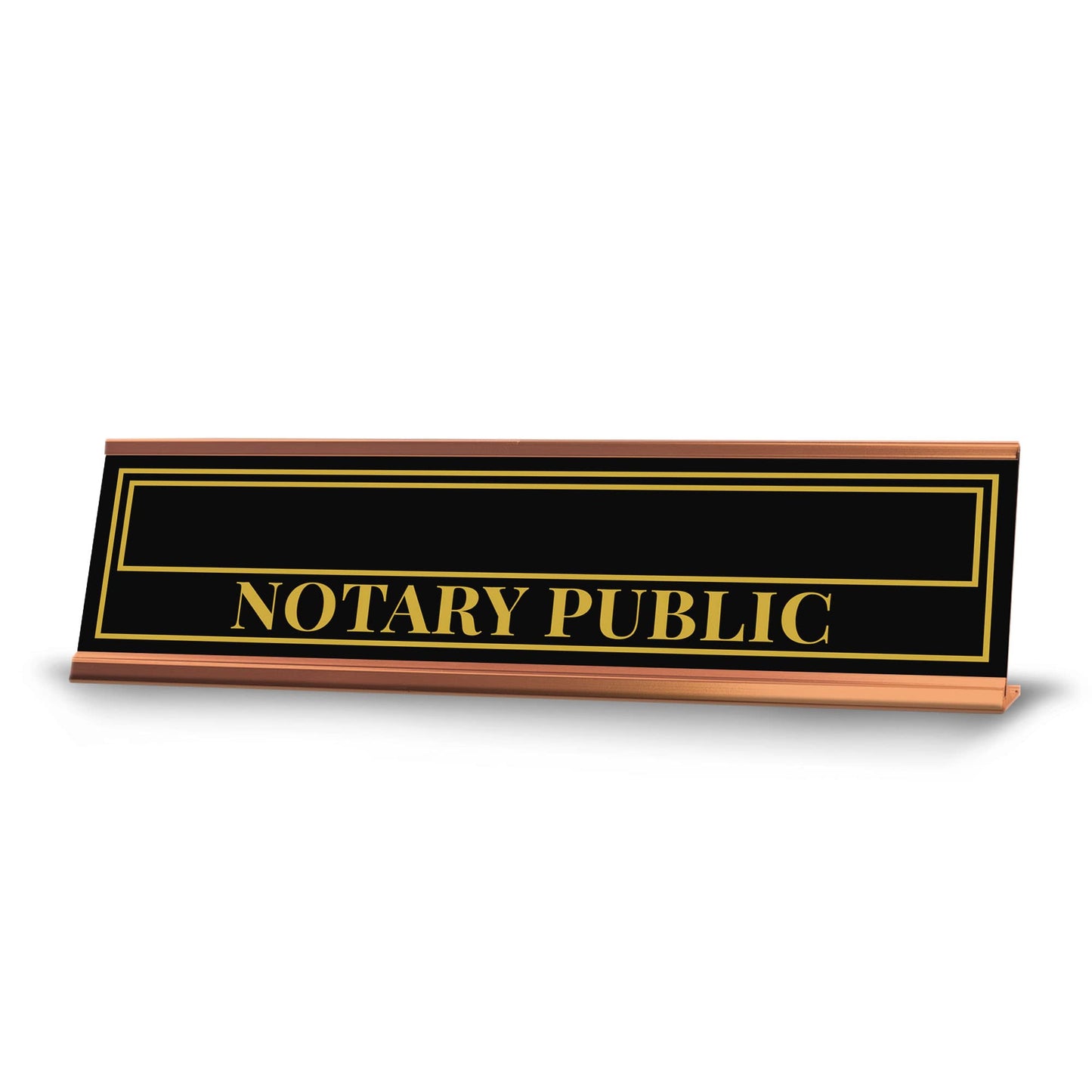 Signs ByLITA Custom Name Notary Public Rose Gold Frame Desk Sign (2x8") | Enter Your Name Personalize Sign