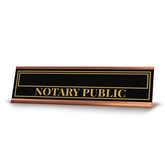Custom Name Notary Public Rose Gold Frame Desk Sign - Office Desk Sign