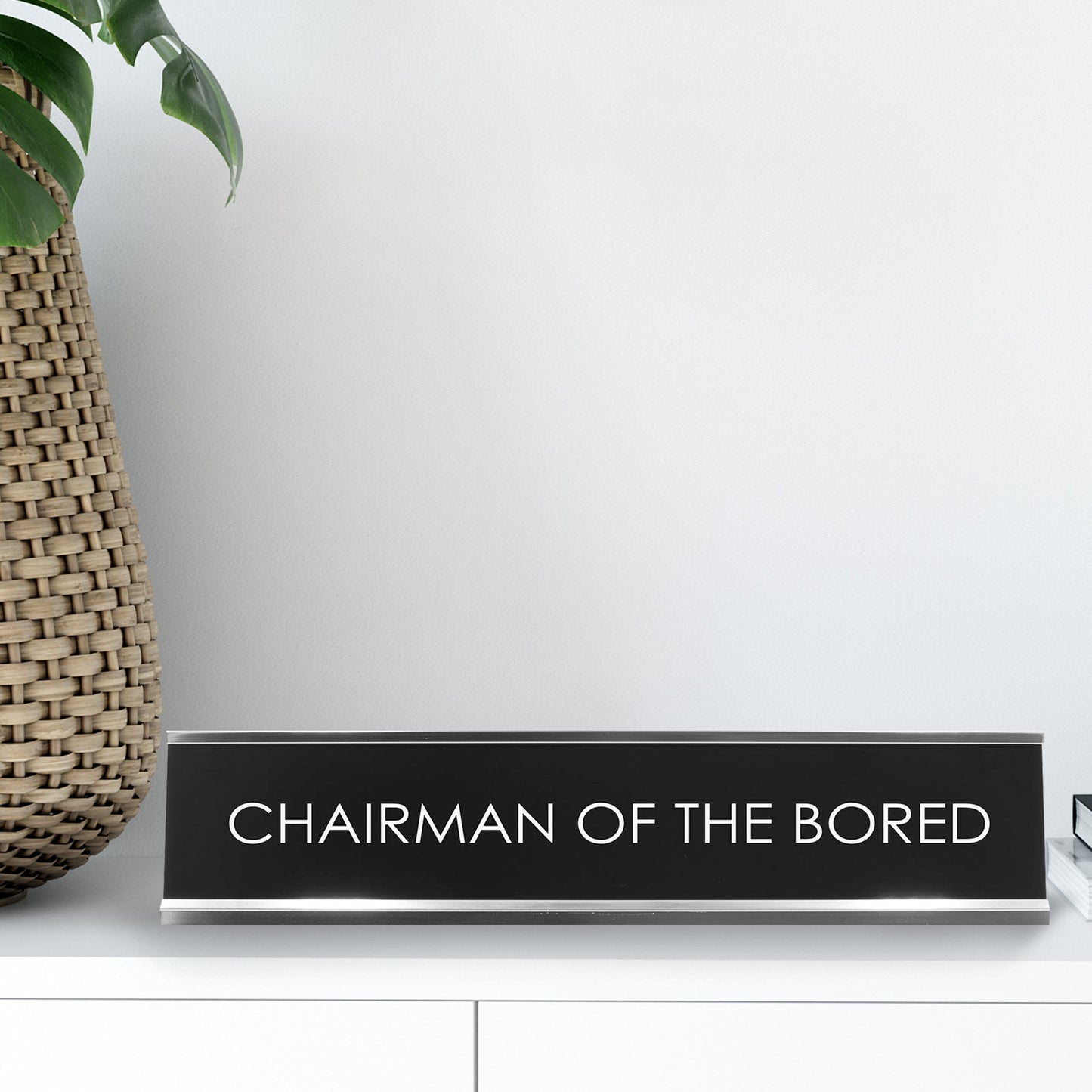 “CHAIRMAN OF THE BORED” Novelty Desk Sign (2" x 10") – Funny Office Desk Decor – Pun Humor Nameplate