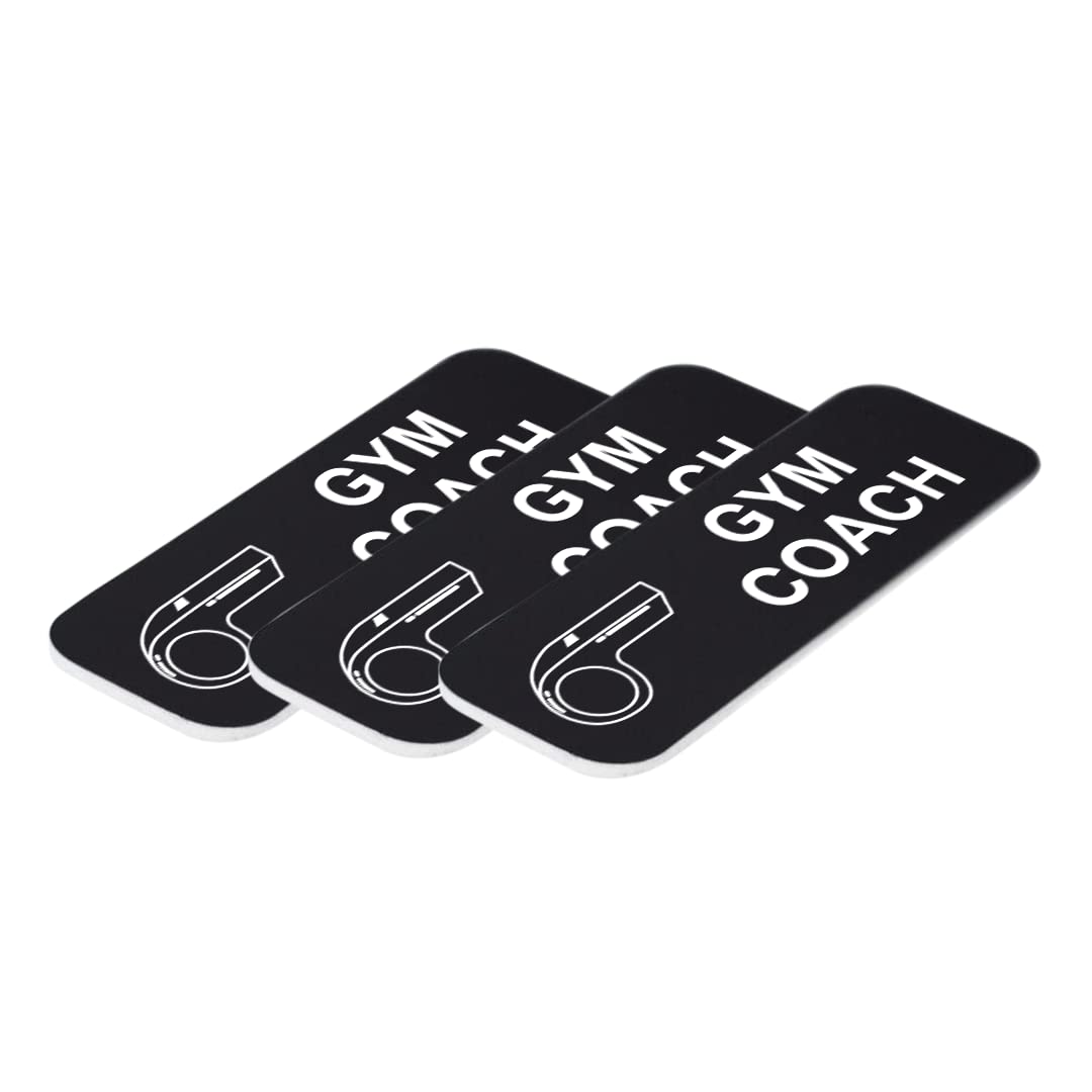 Signs ByLITA, Gym Coach 1 x 3" Name Tag/Badge, (3 Pack)