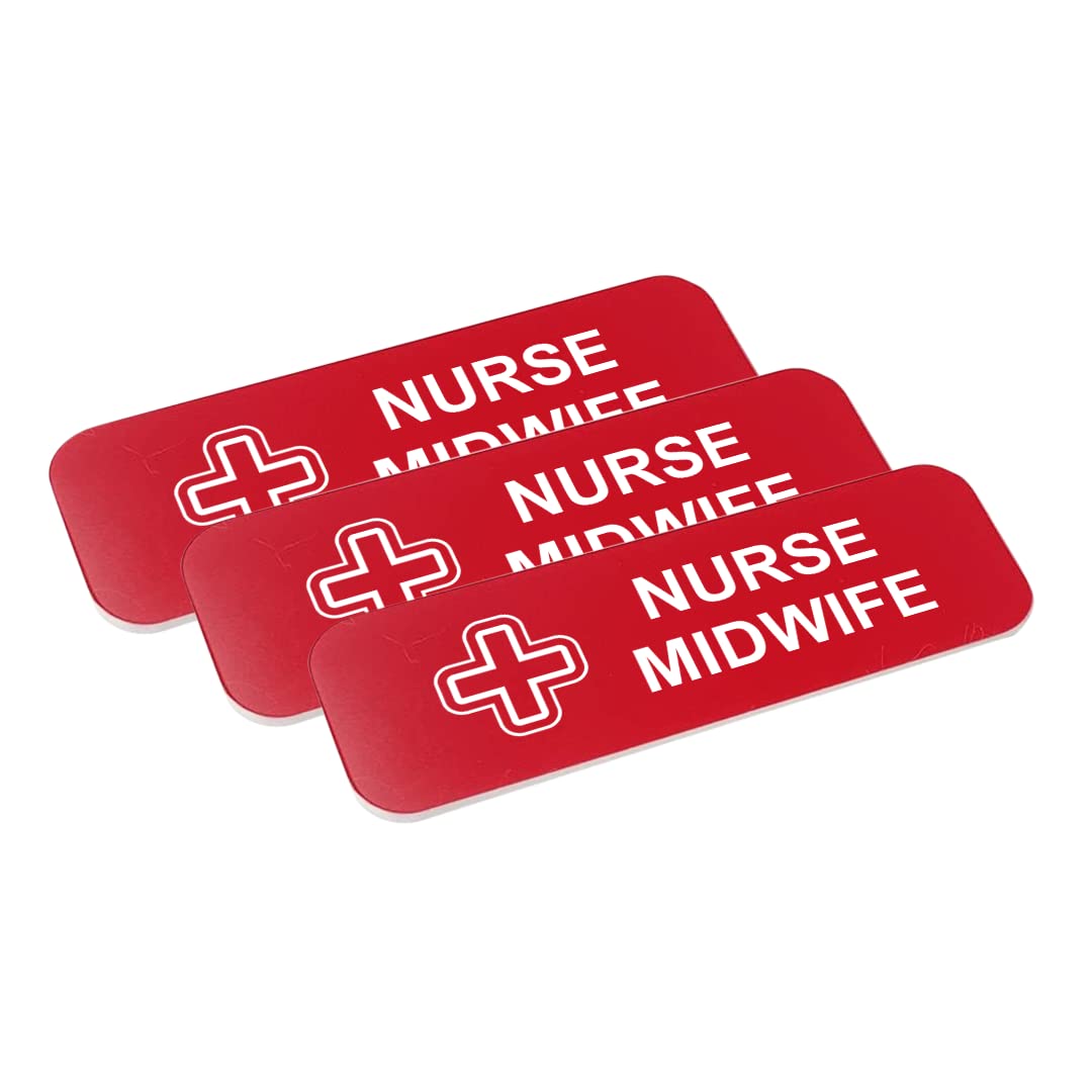 Nurse Midwife 1 x 3" Name Tag/Badge, (3 Pack)