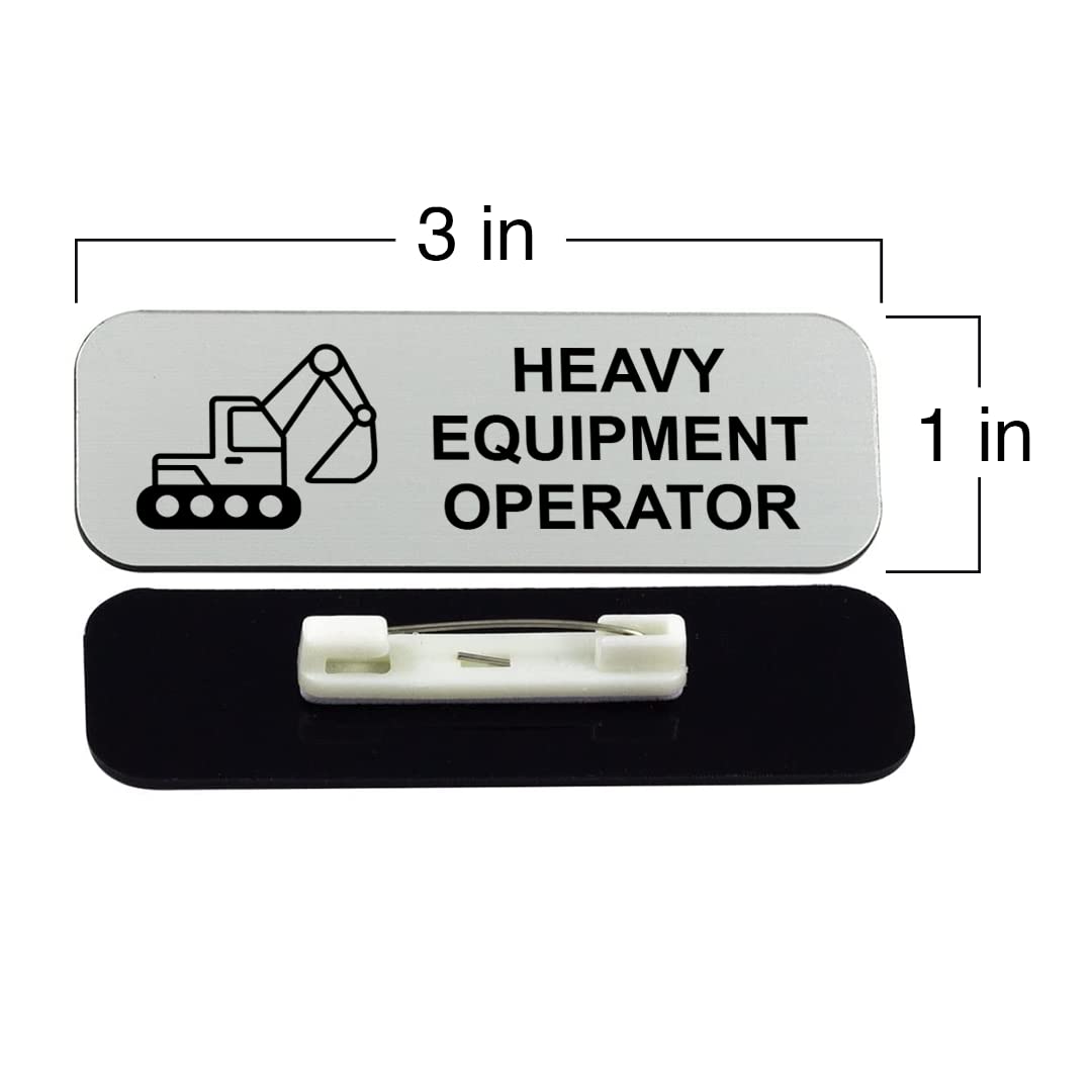 Heavy Equipment Operator 1" x 3" Name Tag/Badge, (3 Pack)