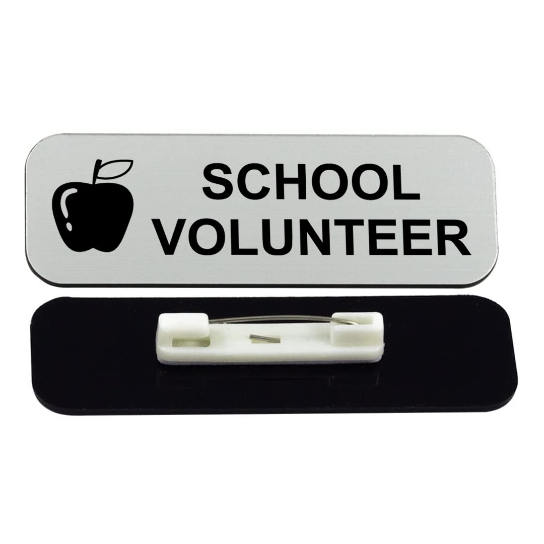 School Volunteer 1 x 3" Name Tag/Badge, (3 Pack)