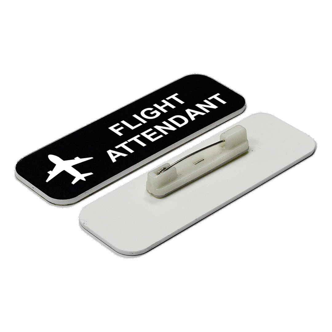 Flight Attendant 1 x 3" Name Tag/Badge, (3 Pack)