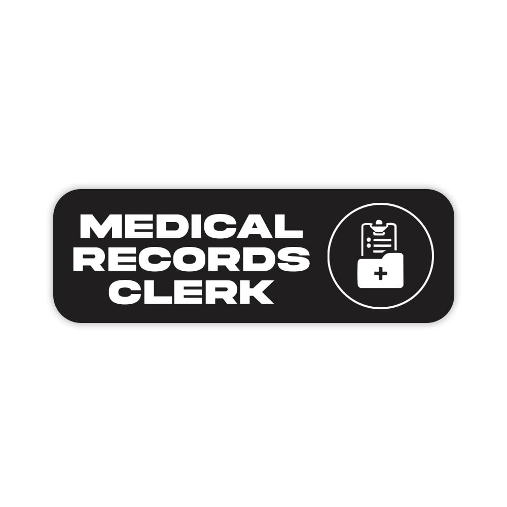 Medical Records Clerk 1 x 3" Rounded Corner Name Badge | Medical Facilities
