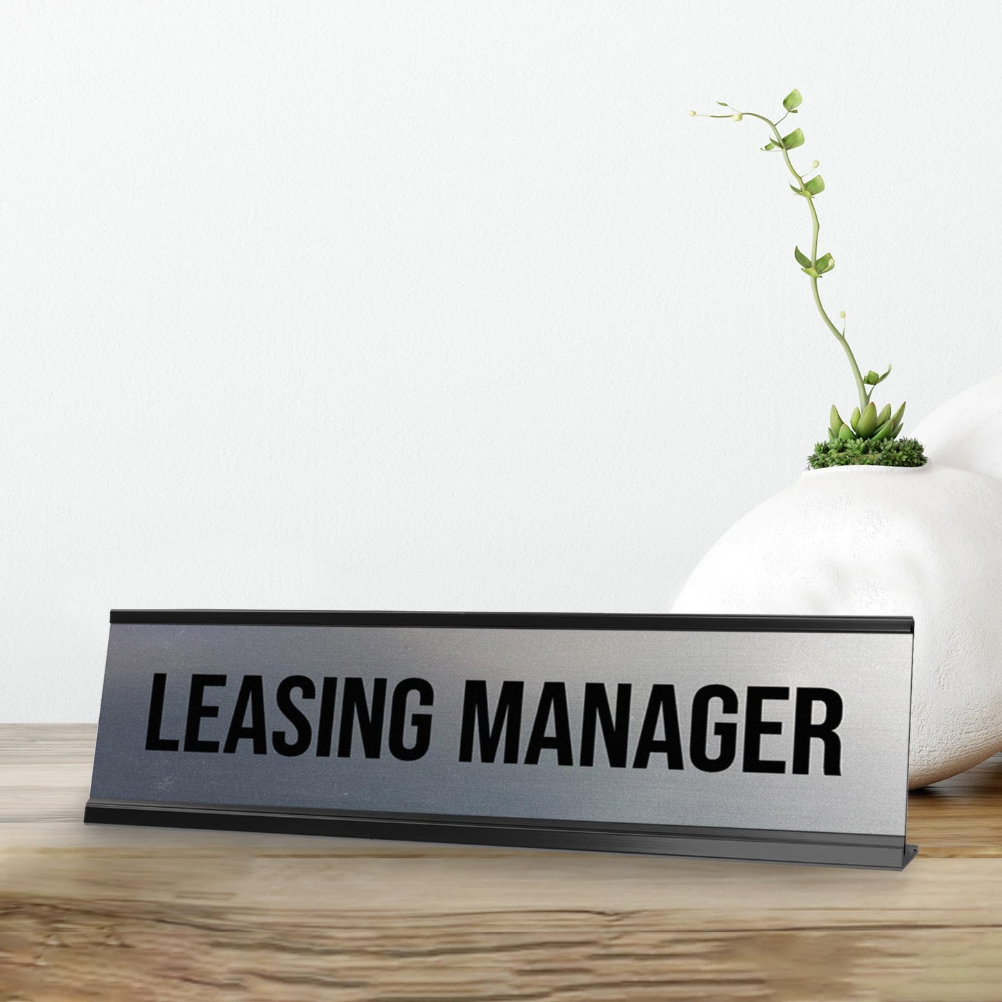 Signs ByLITA Leasing Manager Black Frame Desk Sign (2x8")