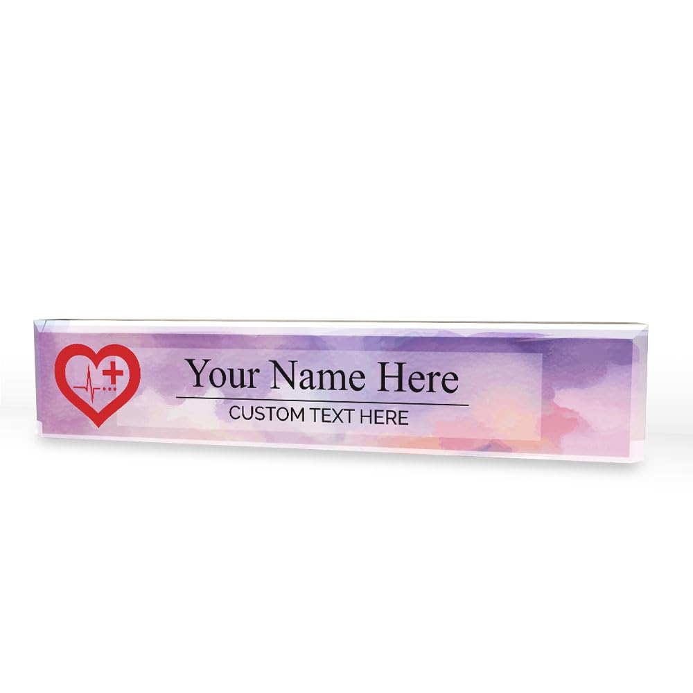 Signs ByLITA Medical Symbol Collection Custom 2 x 10" Personalized Acrylic Desk Signs
