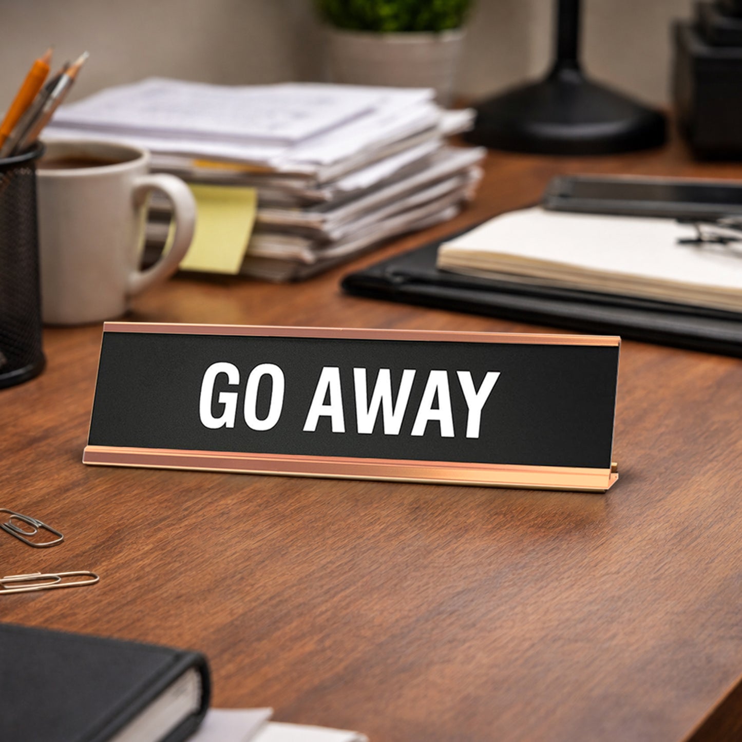 GO AWAY Novelty Desk Sign
