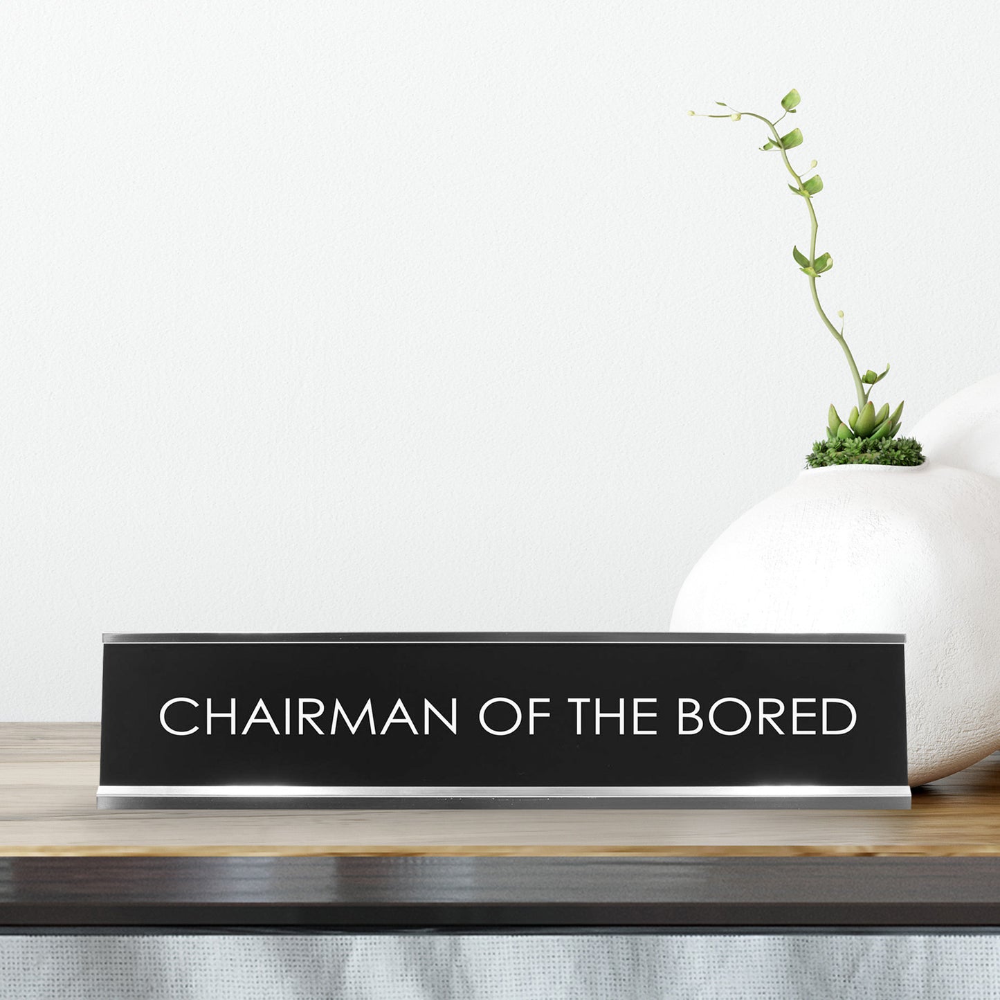 “CHAIRMAN OF THE BORED” Novelty Desk Sign (2" x 10") – Funny Office Desk Decor – Pun Humor Nameplate