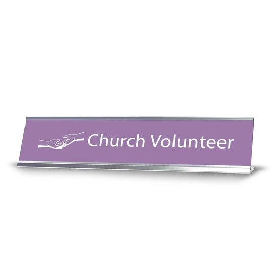 Church Office Staff Role Desk Signs 2 x 10" Plastic Desk Sign - Name Tag Badge
