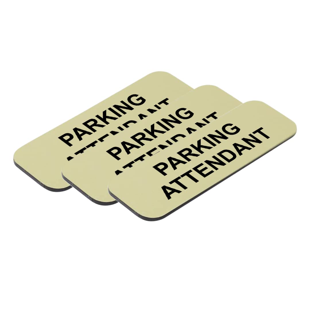 Parking Attendant 1 x 3" Name Tag/Badge, (3 Pack)