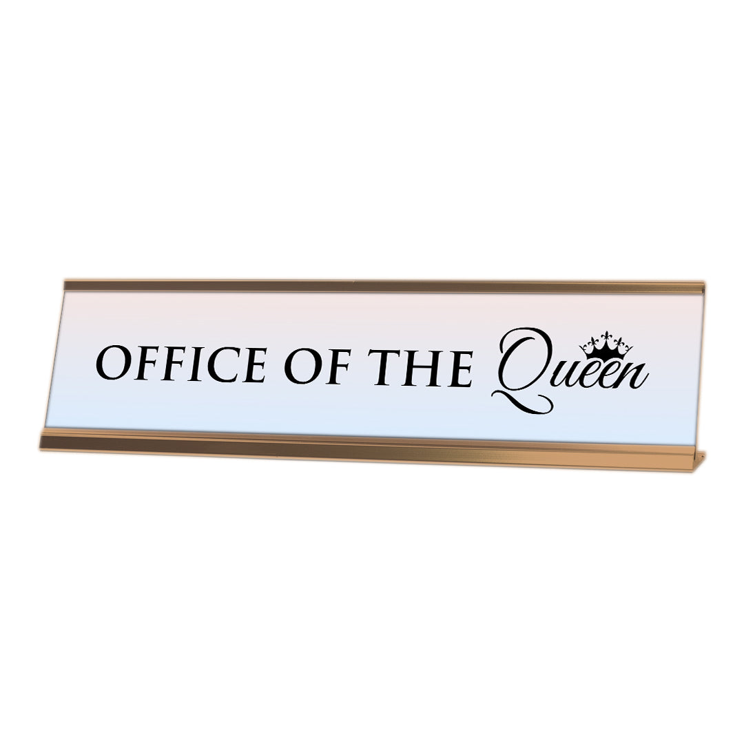 Office of the Queen, Light Lavender Novelty, Gold Frame Novelty Nameplate Desk Sign (2 x 8")