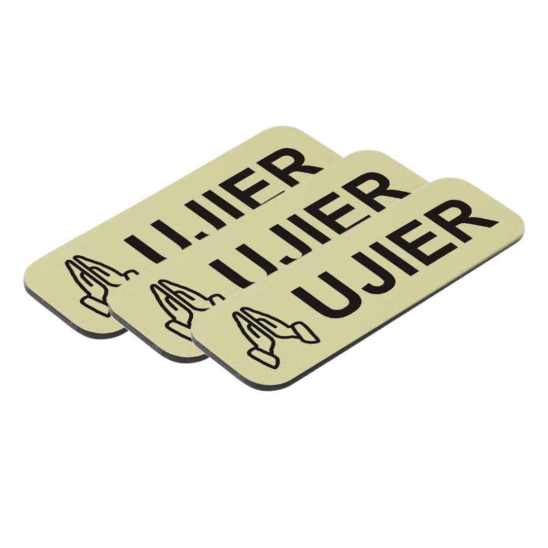 Ujier 1 x 3" Name Tag/Badge, Praying Hands (3 Pack)