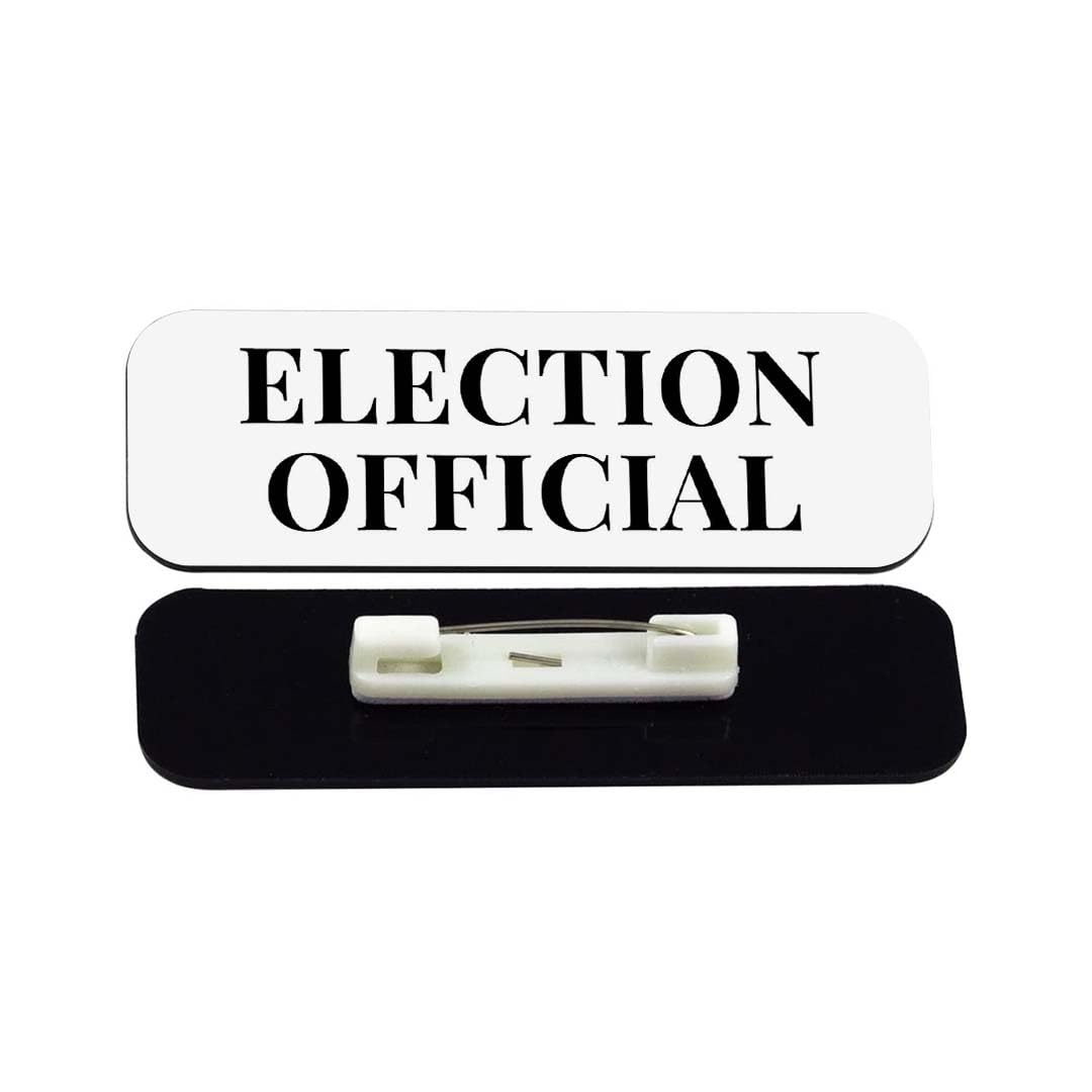 Election Official 1 x 3" Rounded Corner Name Badge | Stock Name Badges
