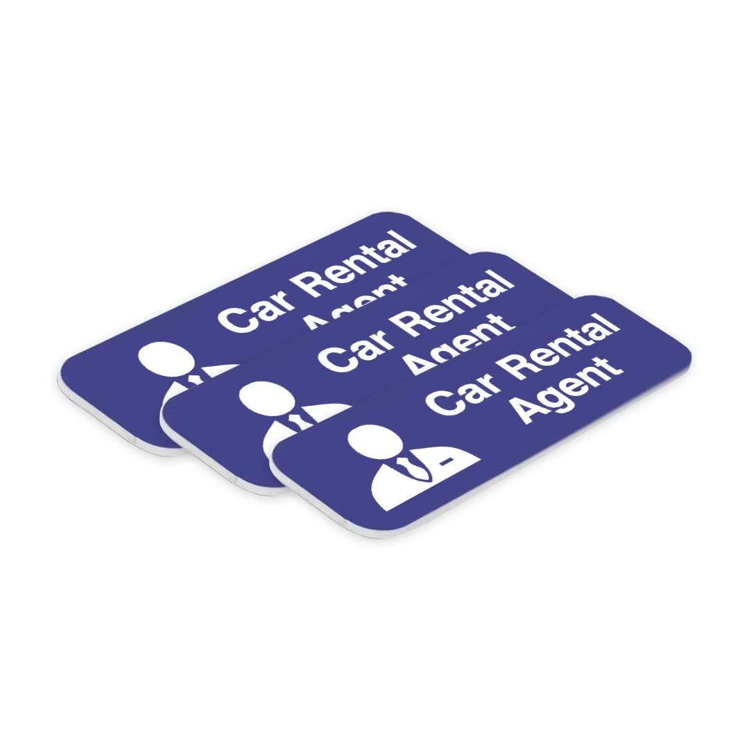 Signs ByLITA Car Rental Agent Graphic 1 x 3" Name Tag/Badge, (3 Pack)