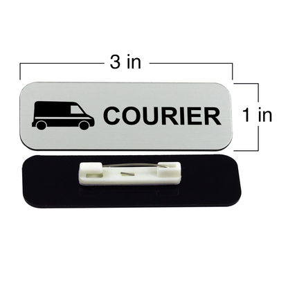 Courier (Van Design) 1 x 3" Name Tag/Badge, (3 Pack)
